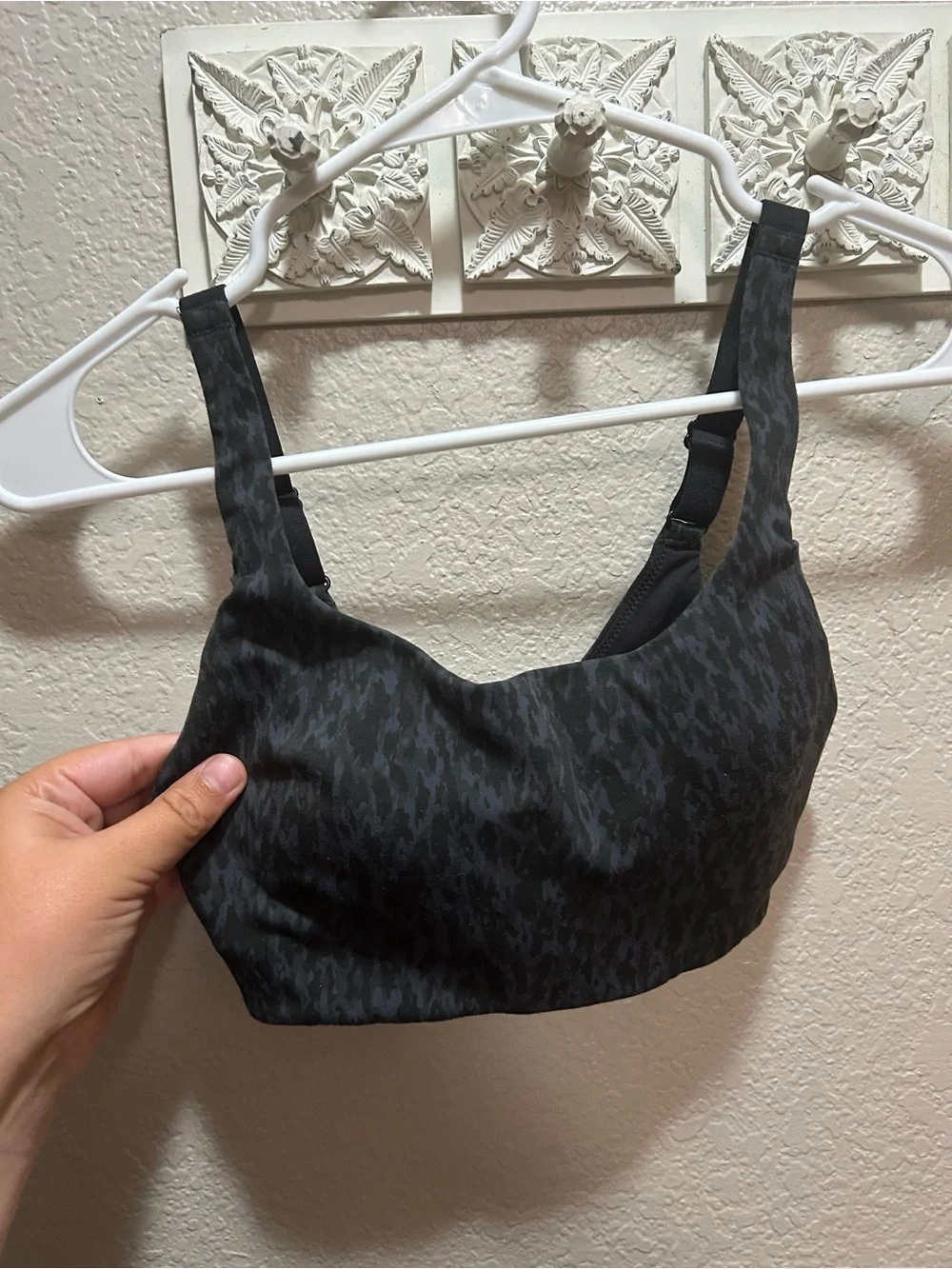 lululemon athletica Black & Dark Gray Printed Sports Bra